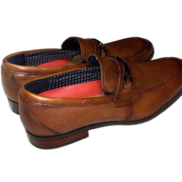 Stacy Adams Kaylor Cognac Men’s Smooth Leather Moc Toe Bit Loafers Size 10M